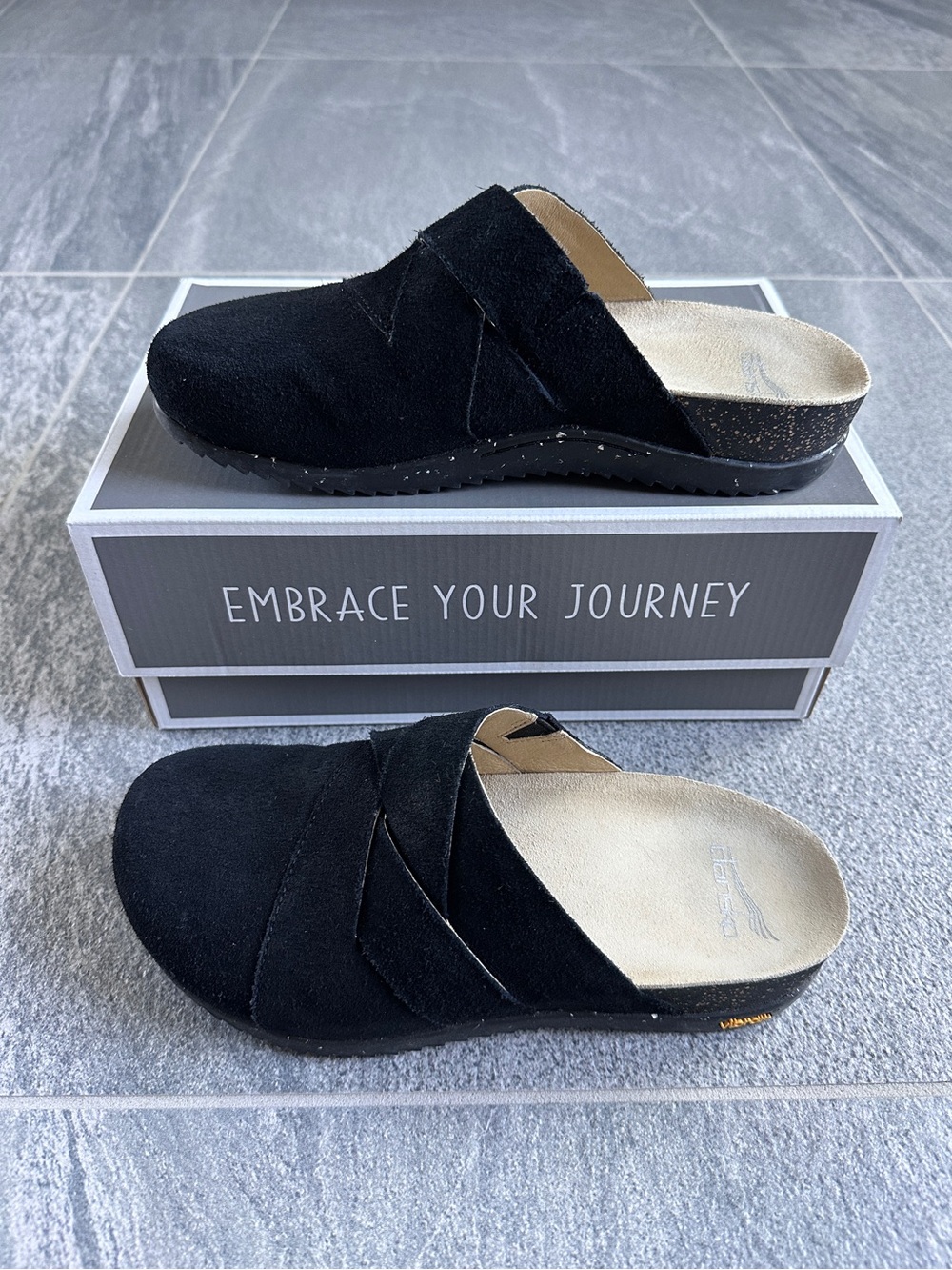 Dansko Daniella Mule Clog Black Suede Slip-On EU 38 Women's 7.5-8 • Like New